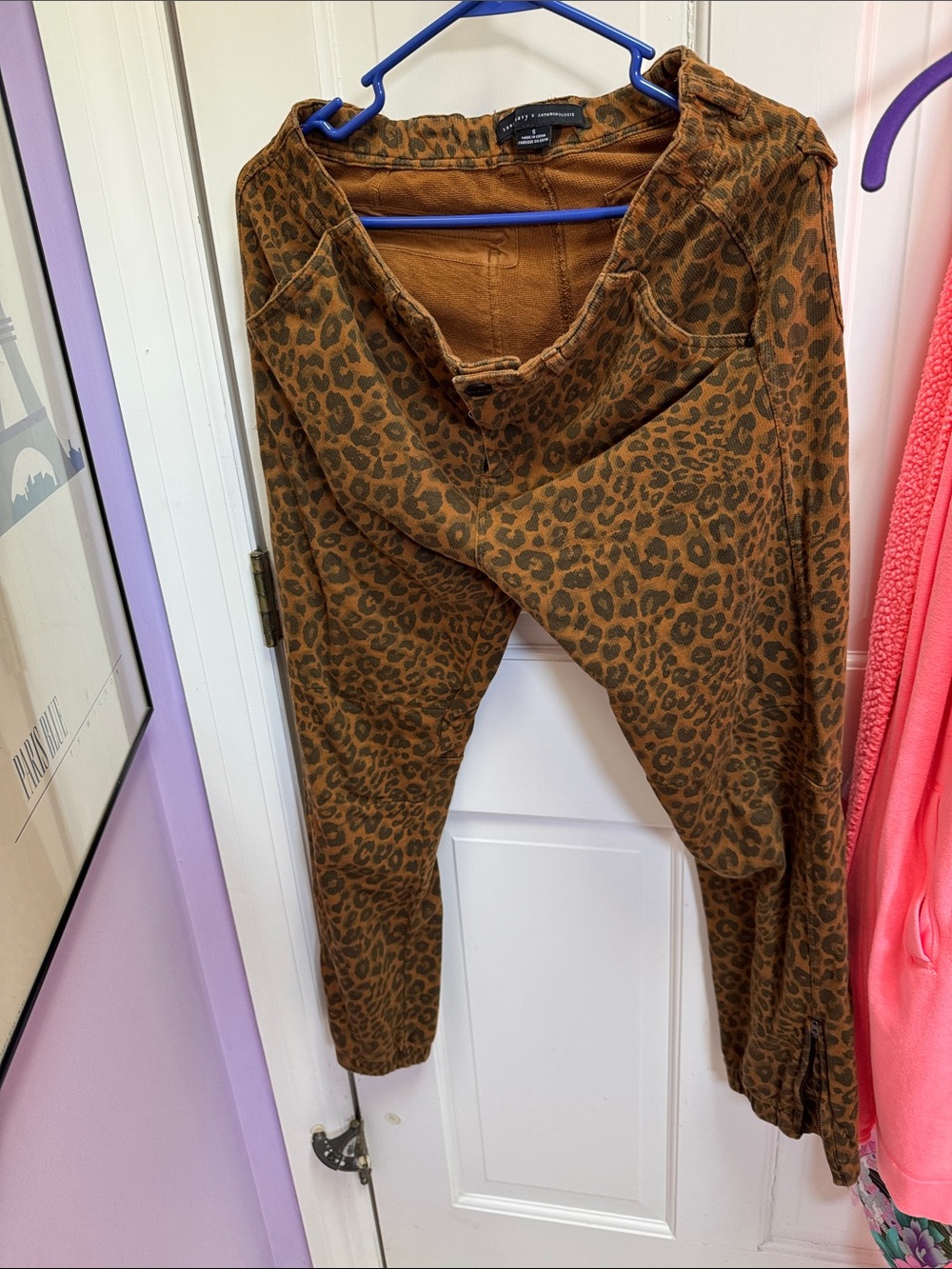 Anthropologie Leopard-Pattern Skinny Pants in Warm Brown and Black